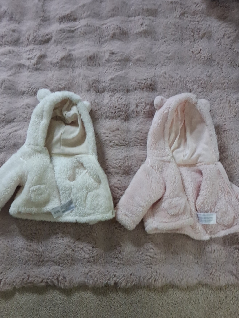 Carter's Plush Hooded Teddy Jackets - Cream & Light Pink